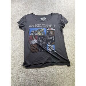 Star Wars Shirt Womens Medium Black Graphic Tee Leia Chewbacca Darth Vader Movie